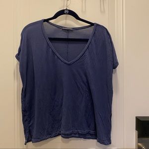 Brandy Melville Blue Loose Fitting V-Neck Tee